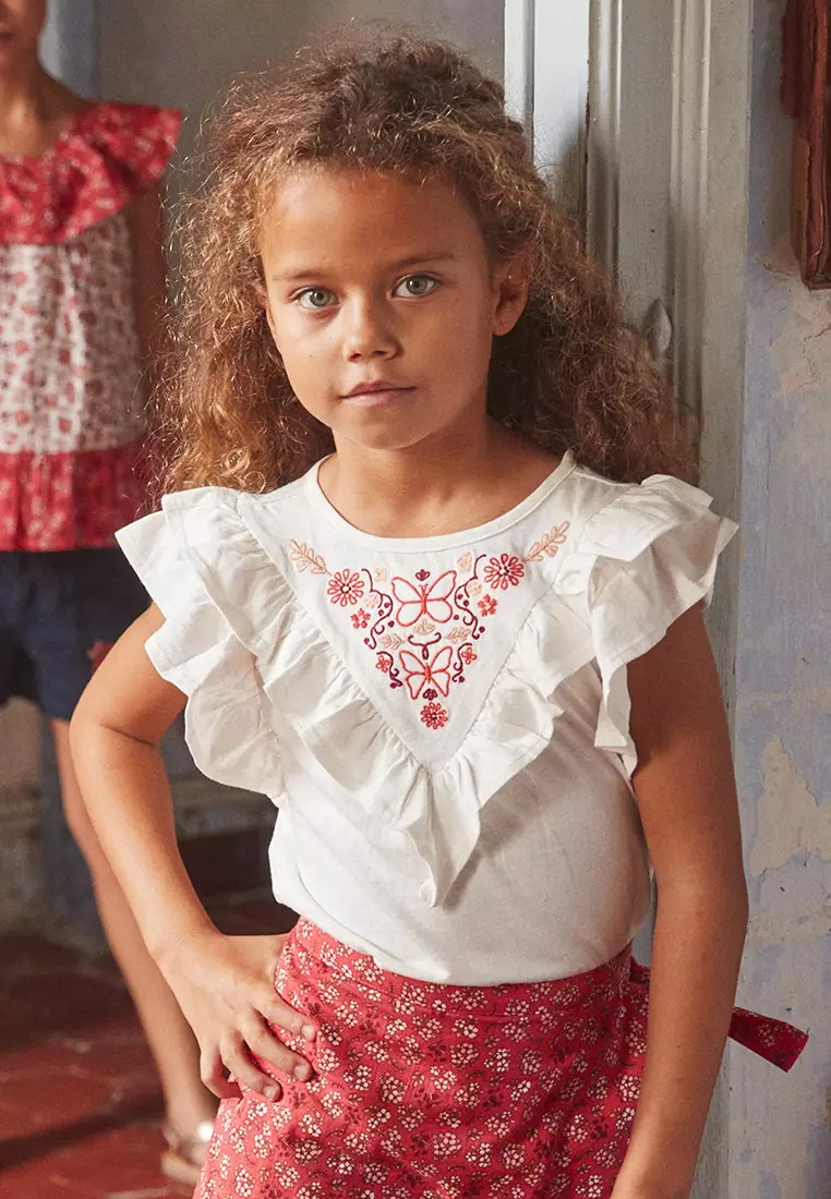 Ecru Ruffled T-Shirt