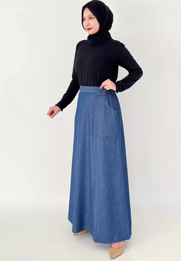 Amy Denim Skirt (Rok Denim Panjang A-Line) Panjang 103 cm