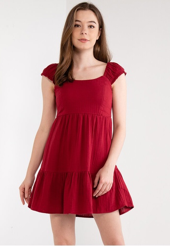 Old Navy red Puff-Sleeve Smocked Mini Dress 2D1EDAA5062B2BGS_1