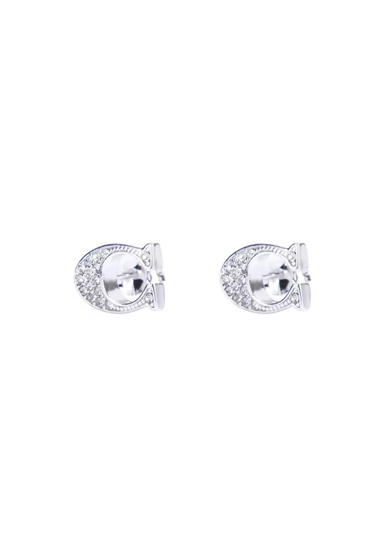 C shaped diamond on sale earrings