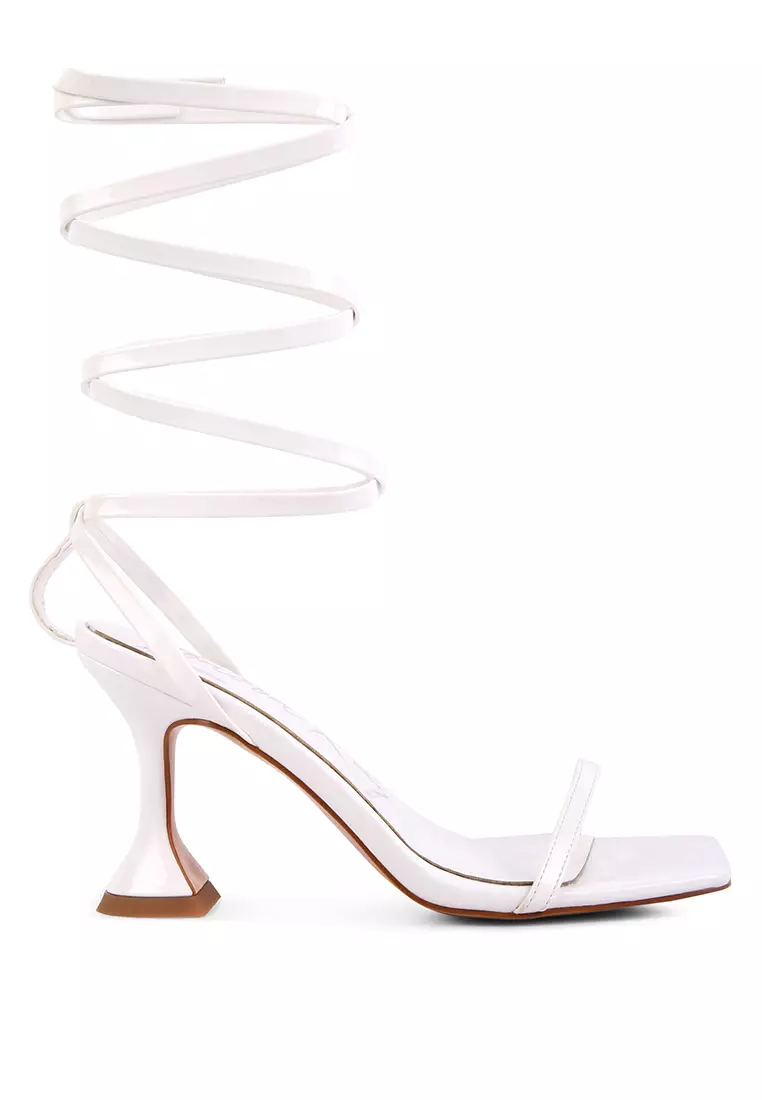 White slip on heeled sandals store