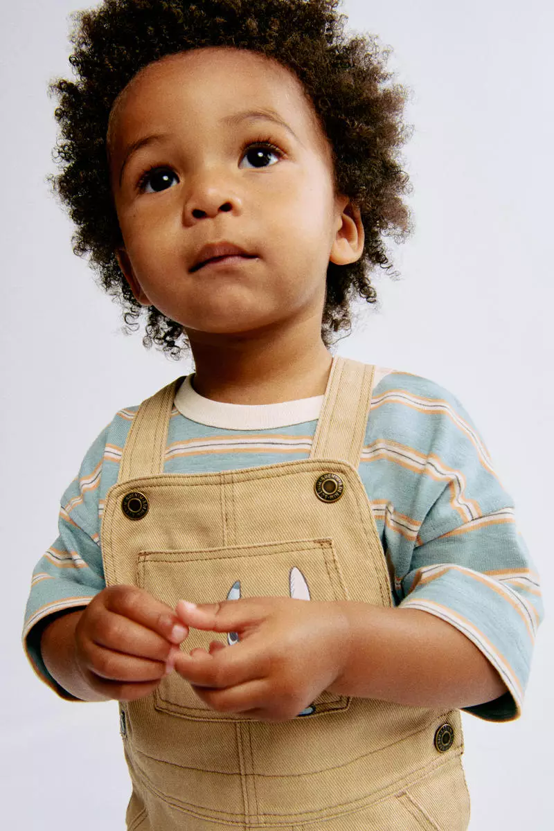 Motif-detail twill dungarees