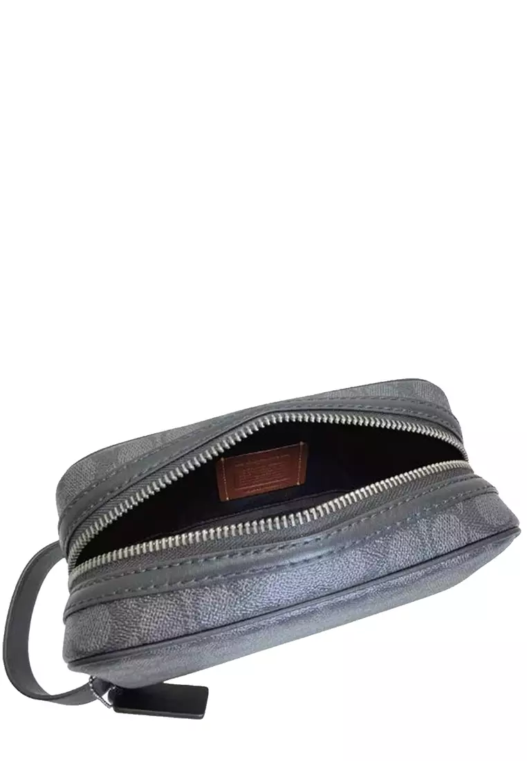 Small Travel Kit Bag In Signature Canvas - Charcoal/ Black CAR15