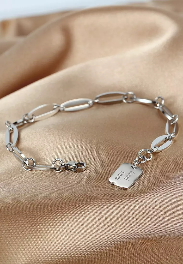 Good Luck Chain Bracelet in White Gold Layered Steel Jewellery