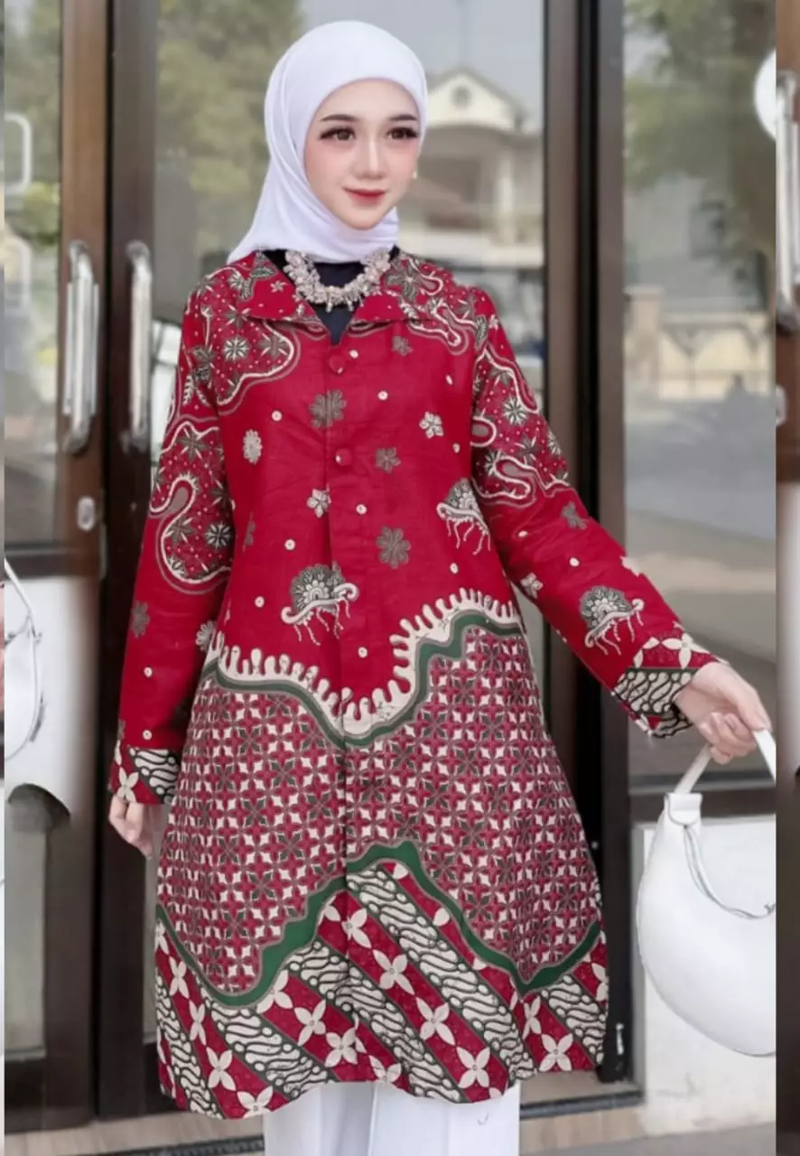 Tunik Batik Almand Maron Premium ALN