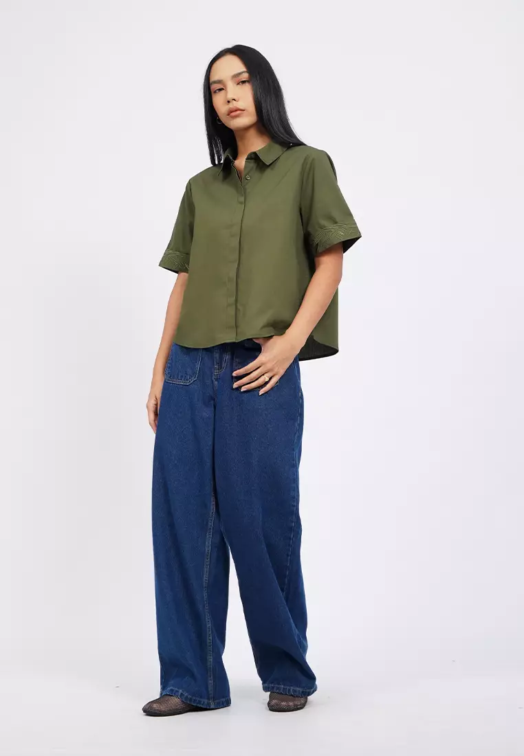 Short Sleeve Embroidered Blouse