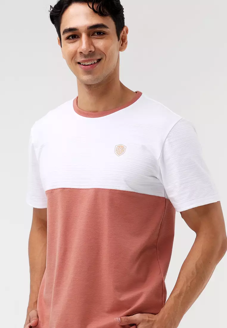 Round Neck Streaky Short Sleeves T-Shirt