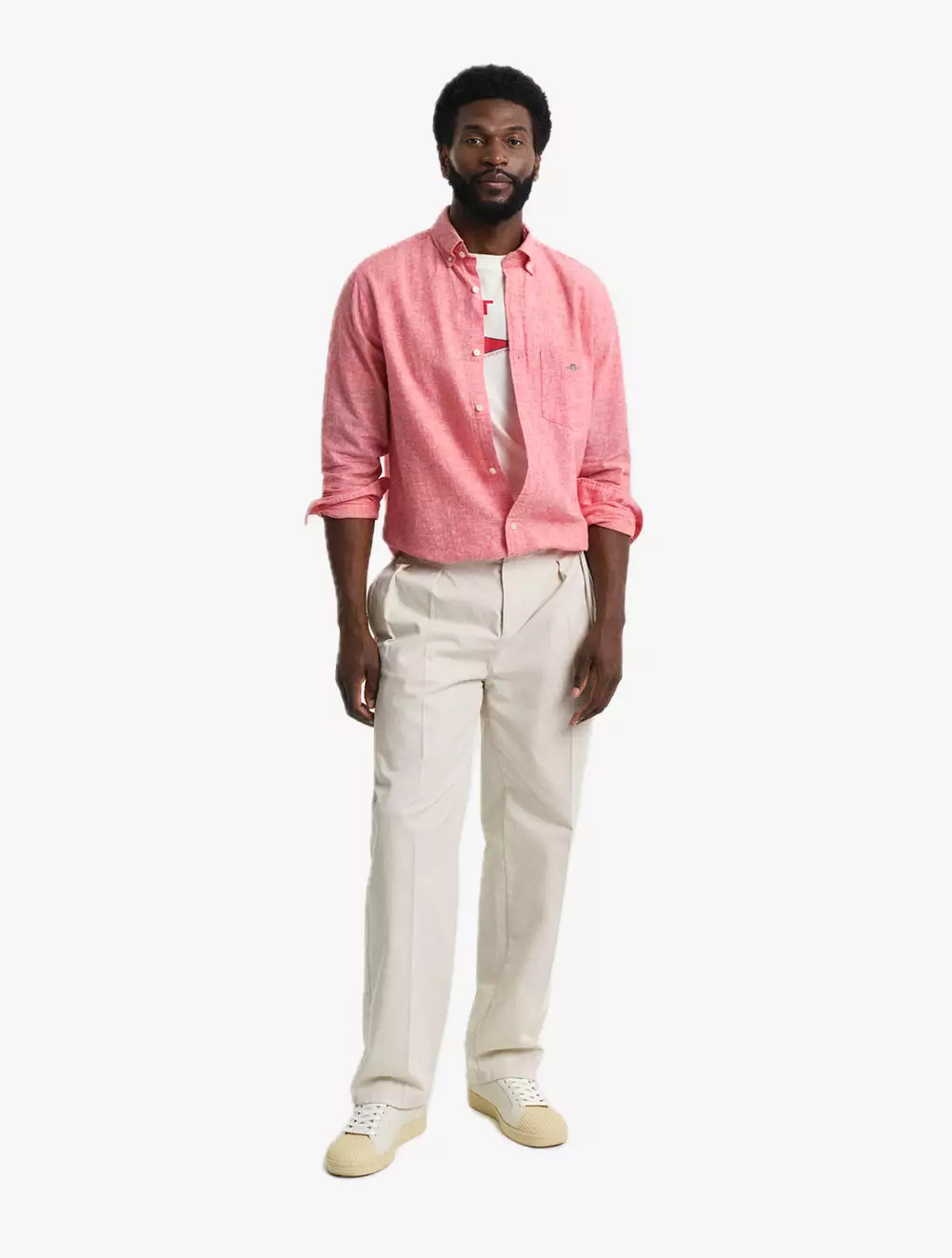 GANT - Pakaian Pria - Reg Cotton Linen Shirt - Brick Red