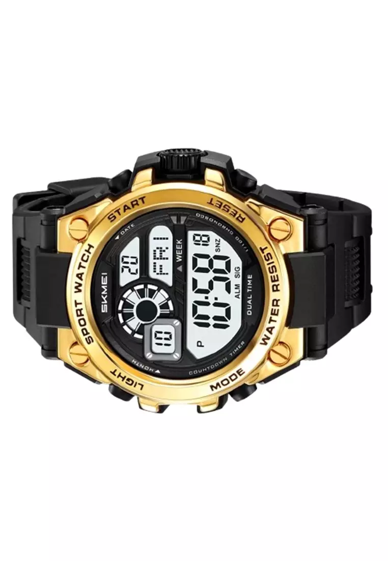 Jam Tangan Pria SKMEI 2318 Analog Digital Water Resist ORIGINAL - Gold