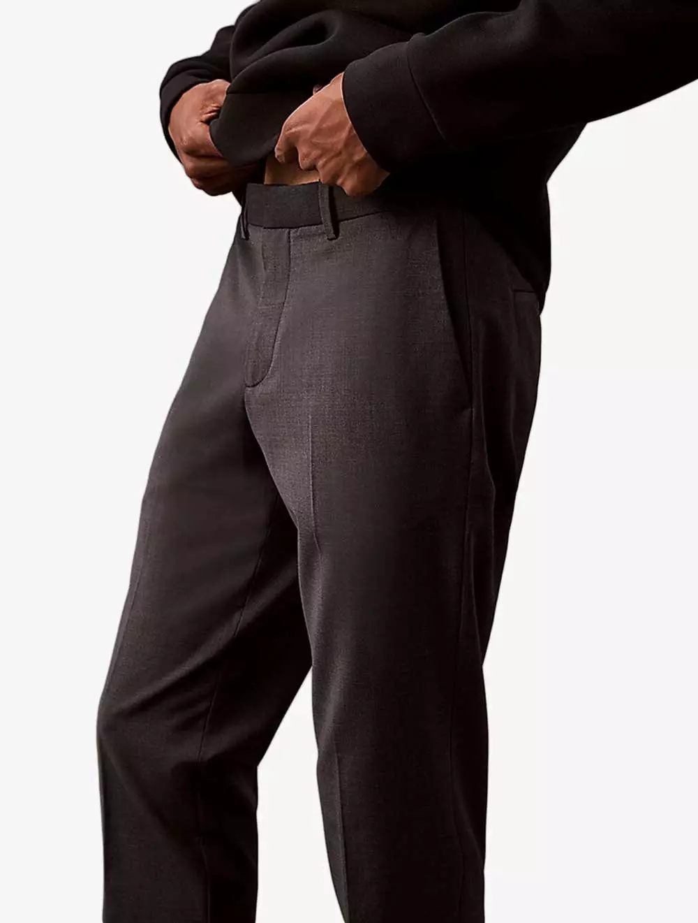 Calvin Klein - Slim Wool Blend Trousers - Grey - grey