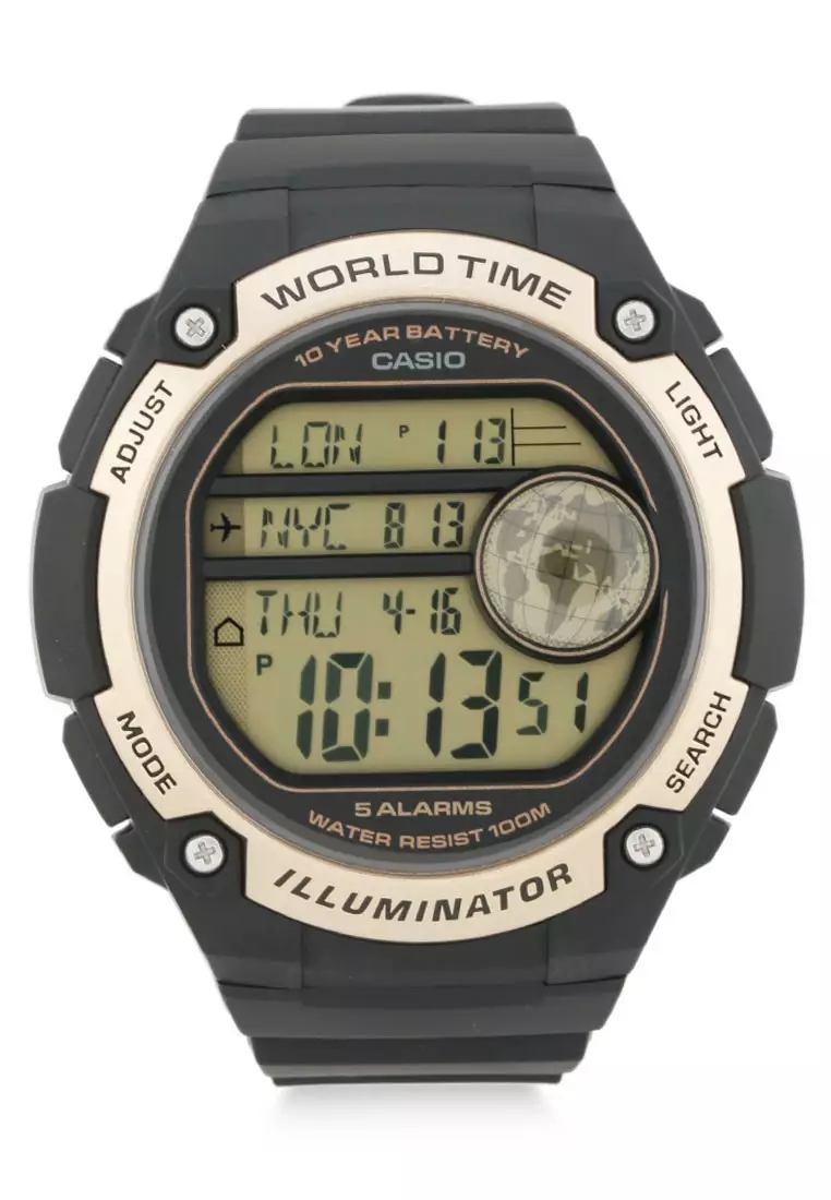 Casio Jam Tangan Pria - Black Gold - Resin - AE-3000W-9AVDF