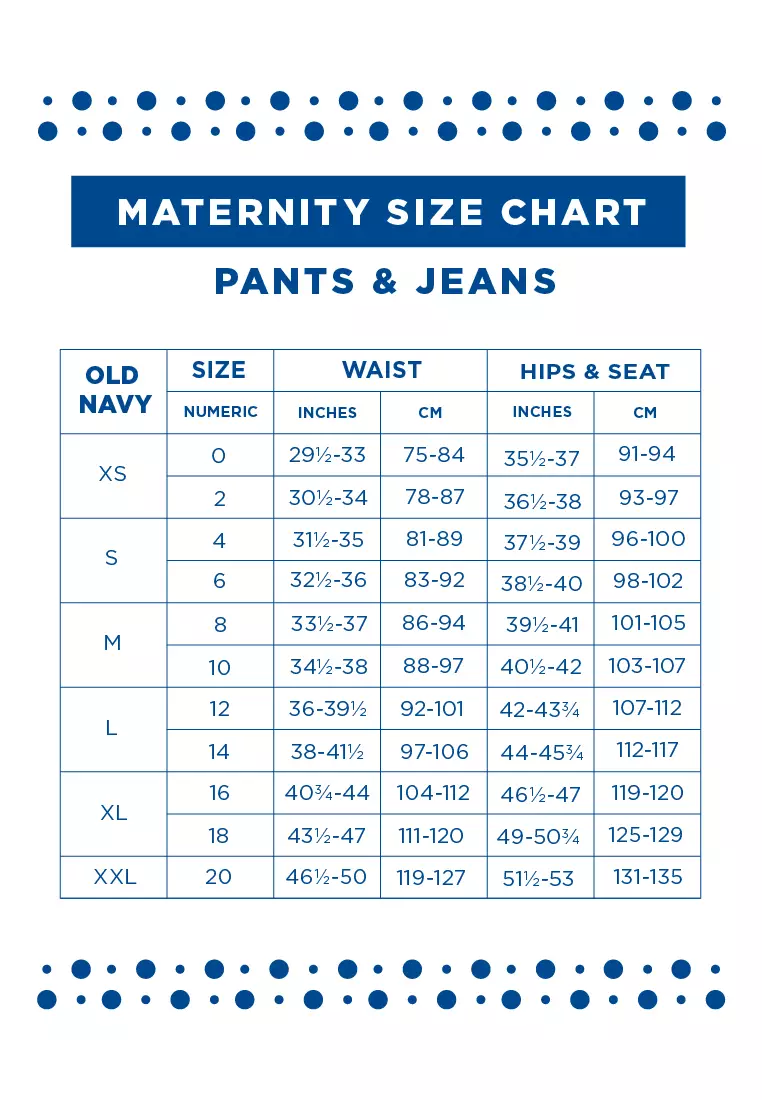 Old navy women's pants size chart hot sale