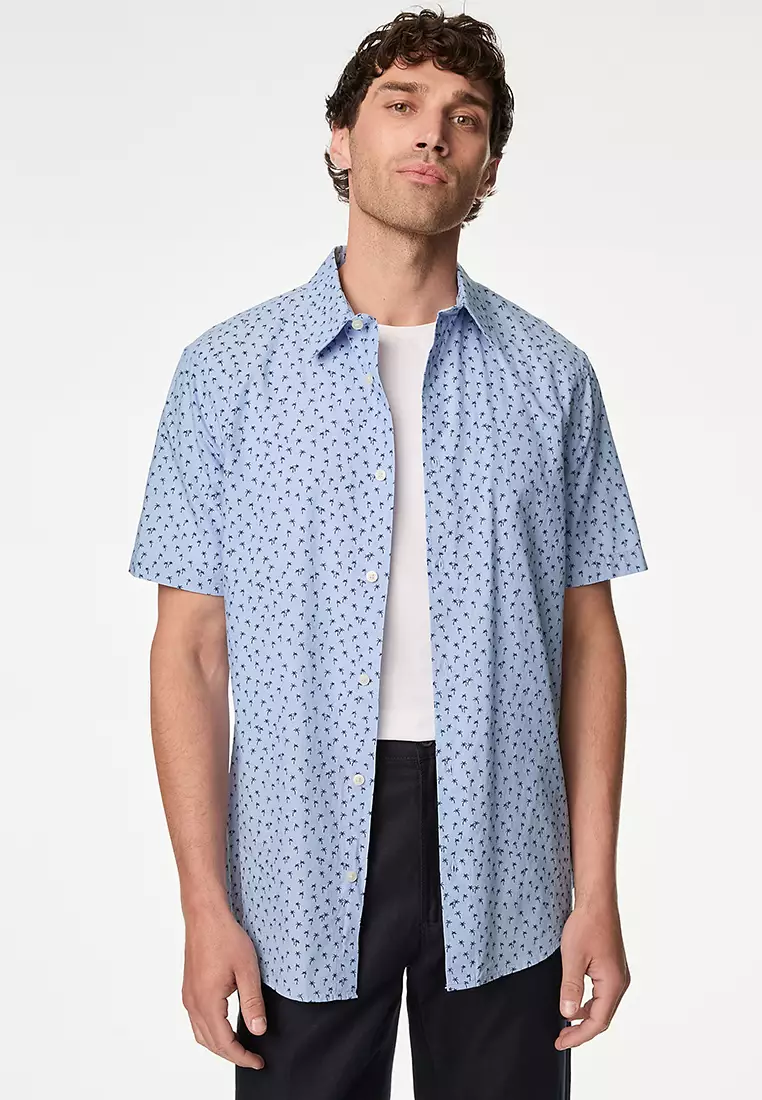 Easy Iron Pure Cotton Geometric Print Shirt