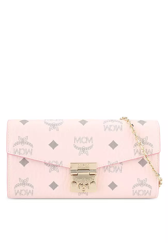 MCM Patricia X Mini Bag / Necklace / Wristlet in Visetos Powder Pink