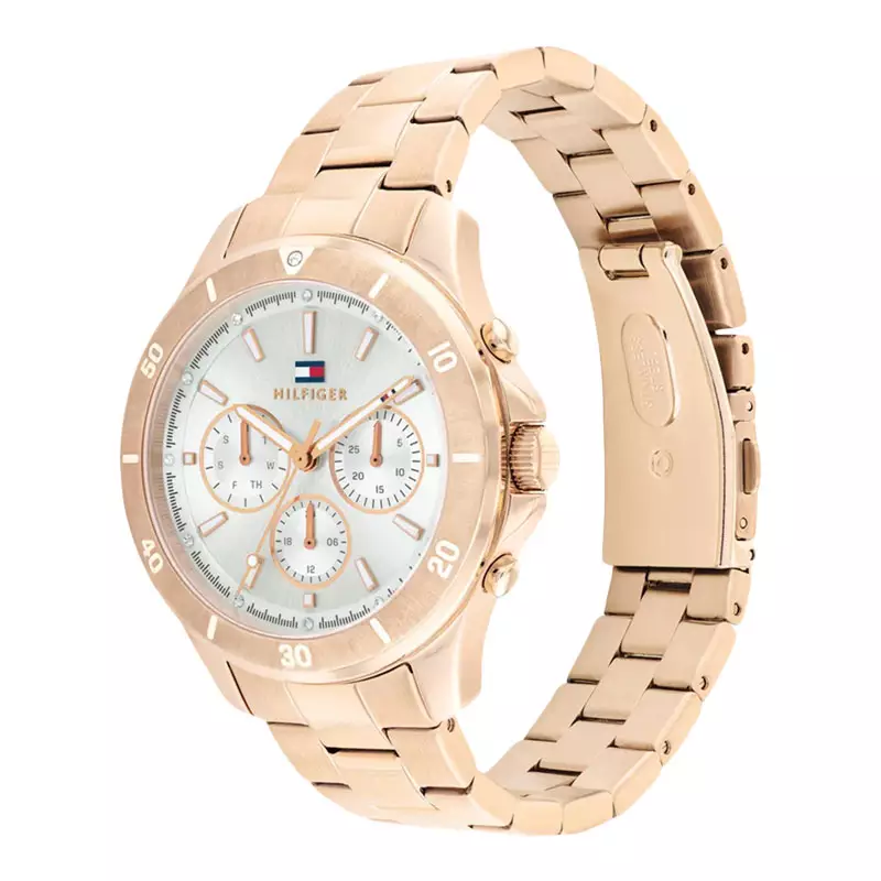 Jam Tangan Wanita Tommy Hilfiger Aspen 1782639 Ladies Silver Dial Rose Gold Stainless Steel Strap