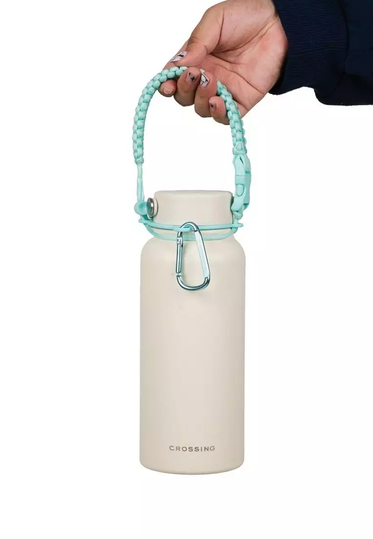 Crossing Paracord Bottle Carrier Strap with Carabiner - Aqua
