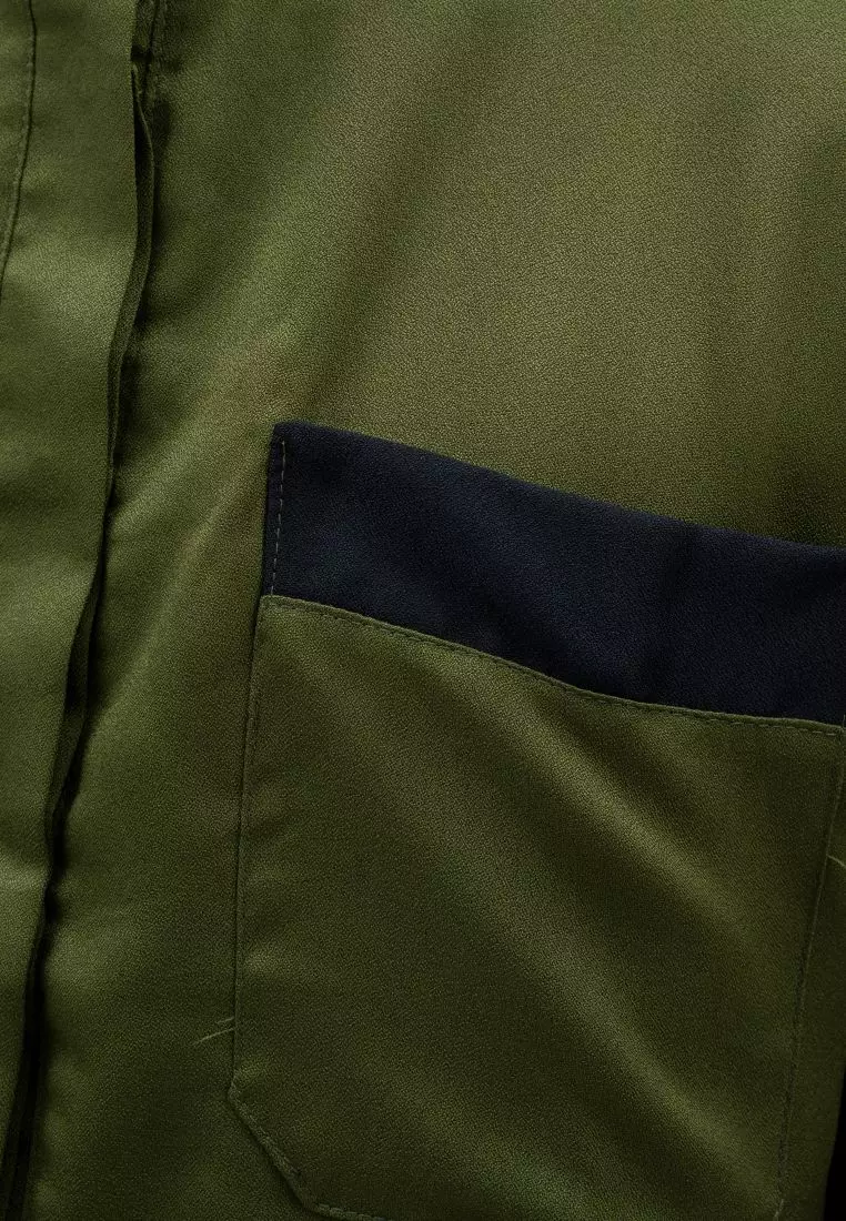 Baju Koko Kurta Pakistan Lengan Pendek Muslim Gamis Pria Houseofcuff H - HIJAU ARMY