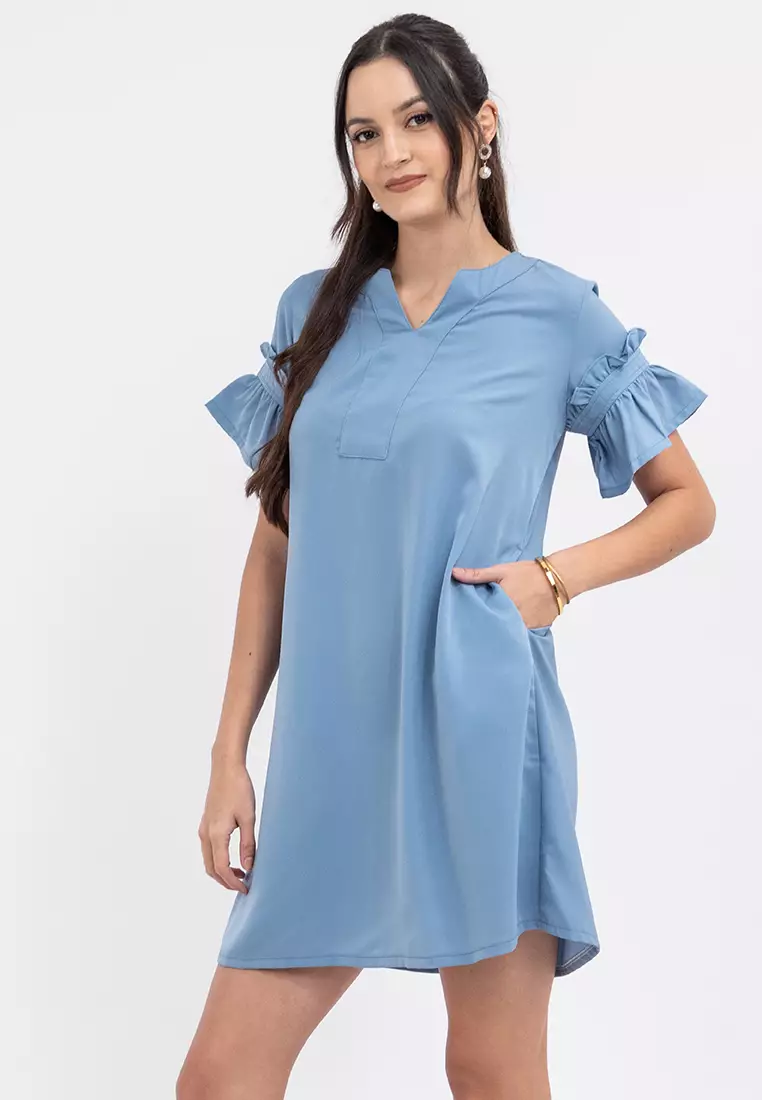 ASTHER Tiered Sleeve Shift Dress