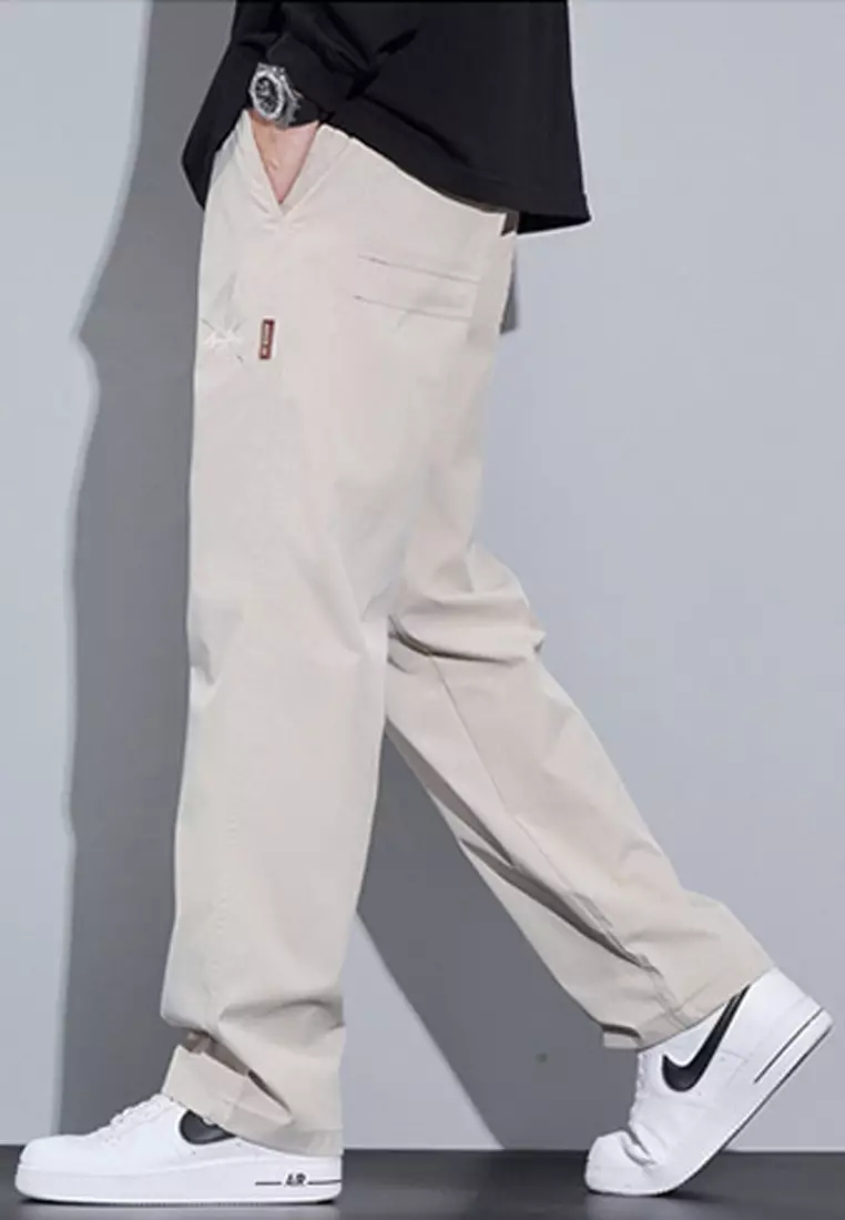 抽繩休閒寬腿長褲