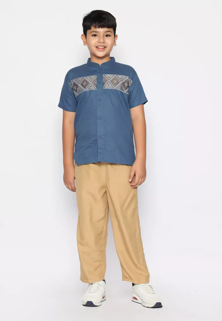 Baju Koko Set Anak Laki Bordir Wajik Navy - GENUINE
