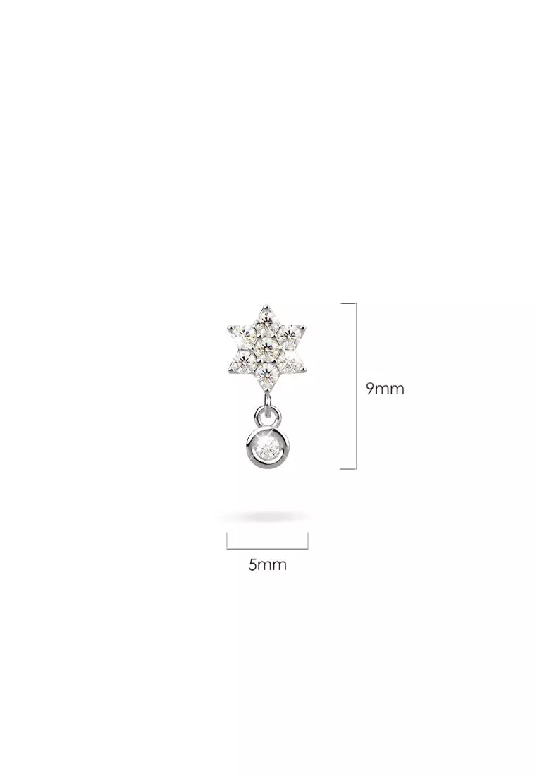 Solid 925 Sterling Silver Pretty & Petite Zircon Drop Earrings in Silver