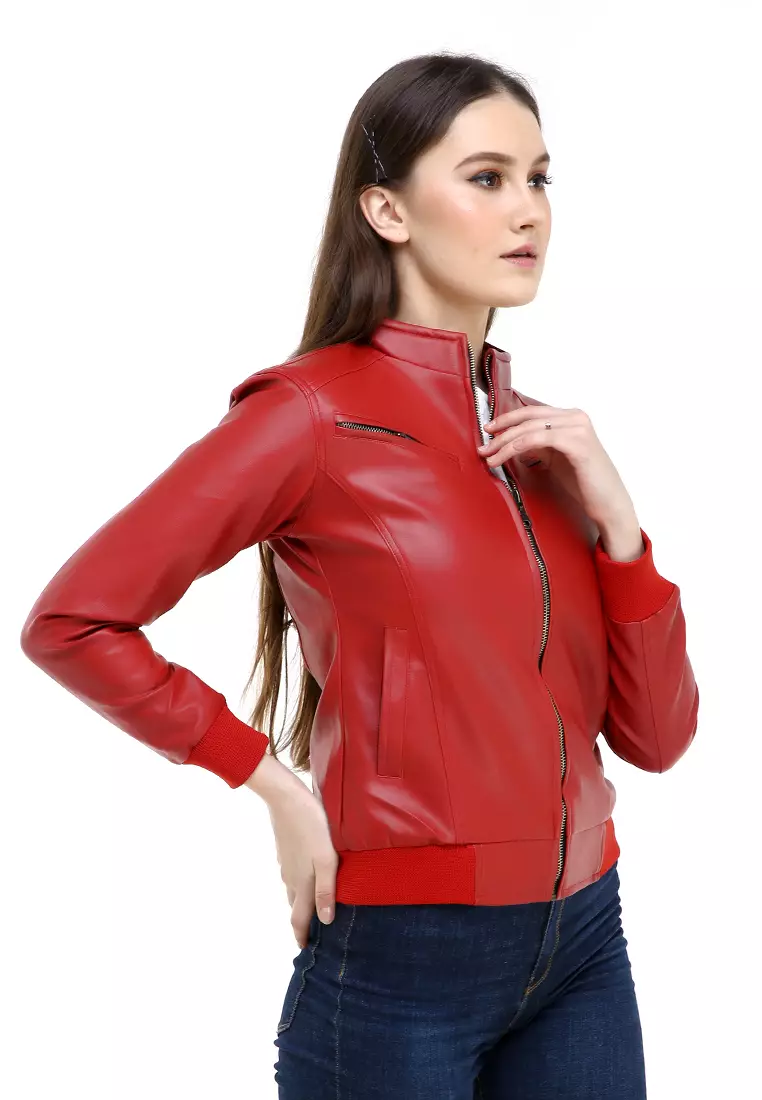 Hardwin Jaket Wanita Casual Longsleeve Outer Material Leather Kulit ORIGINAL