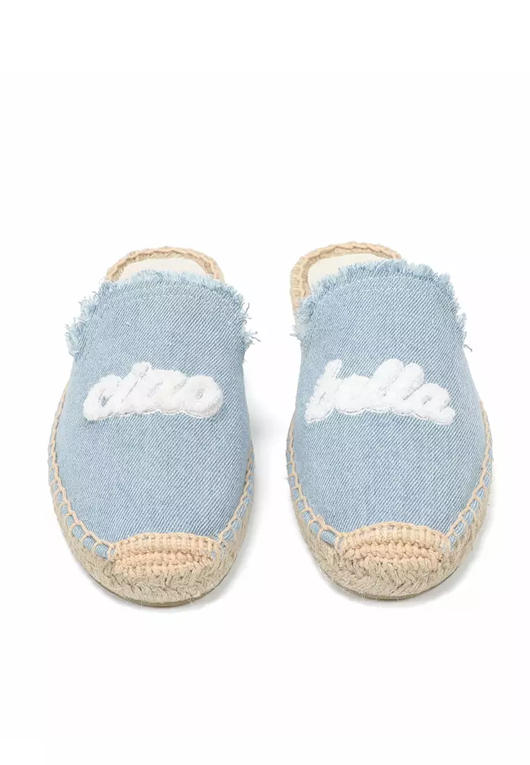 Embroidered Denim Mules HB013