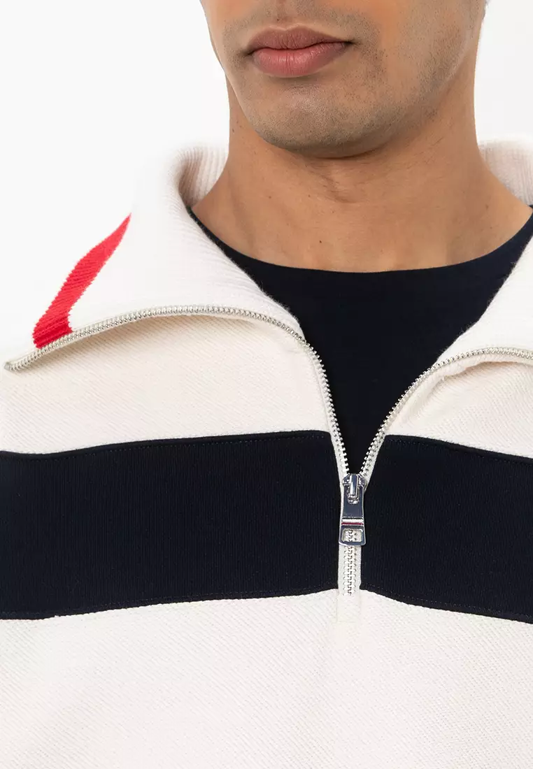 Buy Tommy Hilfiger Boxy Breton Stripe Half Zip Sweater