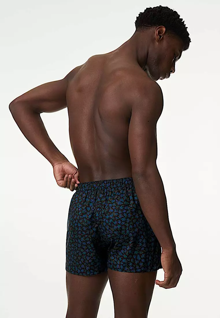 5pk Pure Cotton Floral Woven Boxers