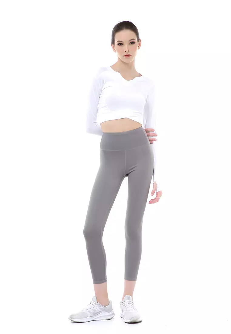 Mikayla Baju Olahraga Wanita Sportywear Crop Lengan Panjang Material Nylon Spandex ORIGINAL - White