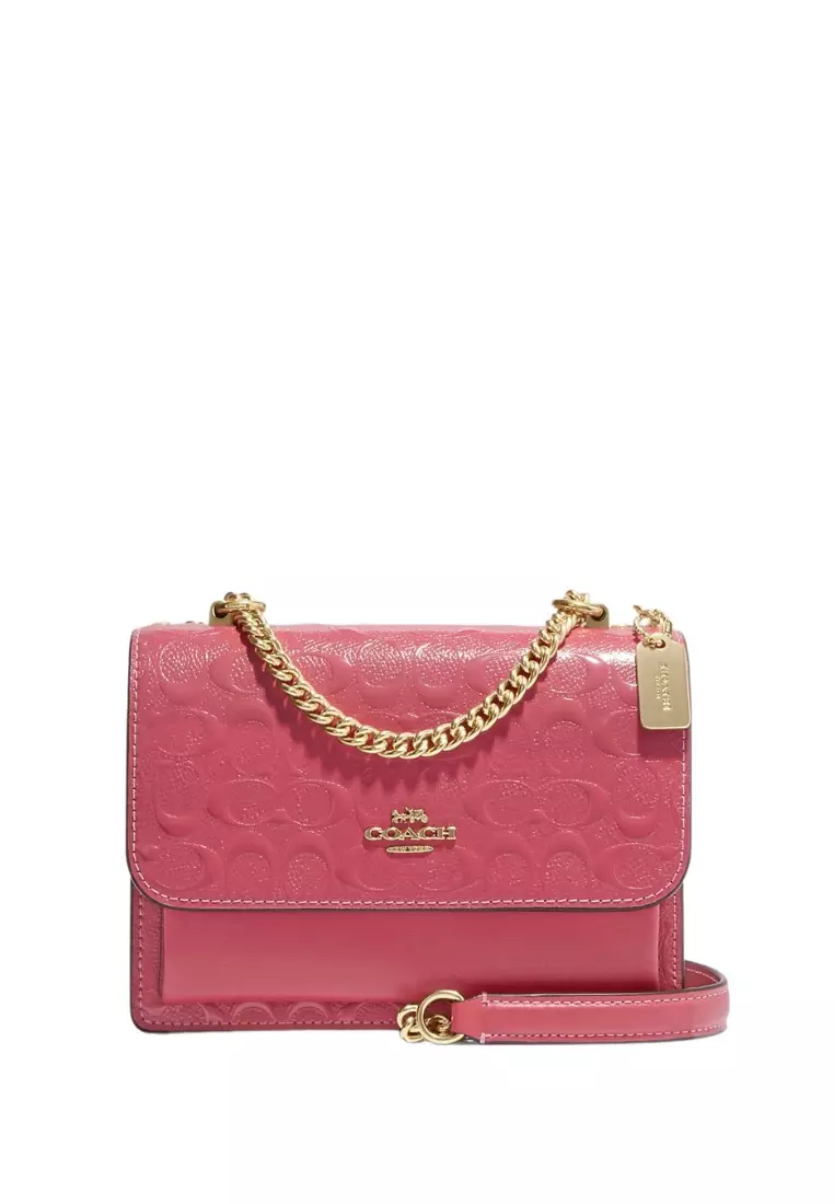 Coach Mini Rowan Crossbody in Signature Leather, Pink, One Size