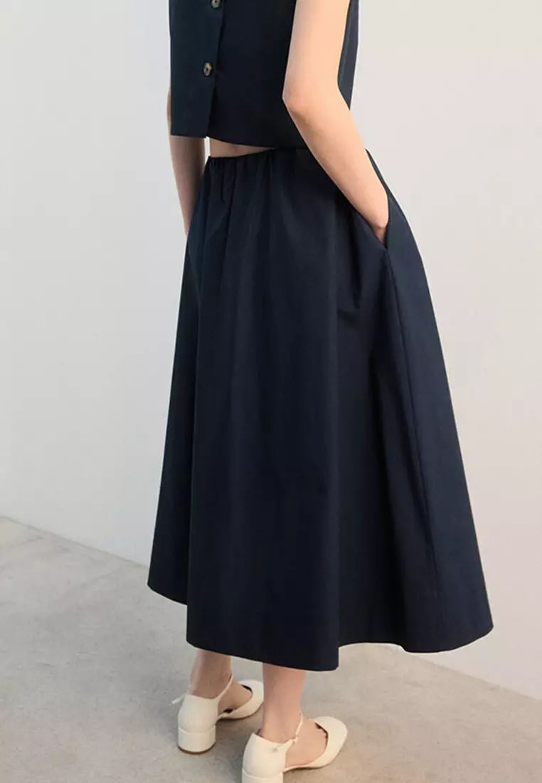 Midi Cotton Skirt With Pleats