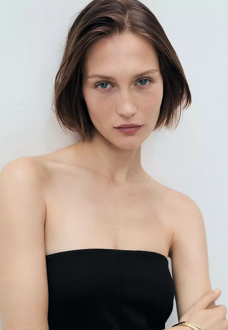 Short Strapless Dress With Pleats