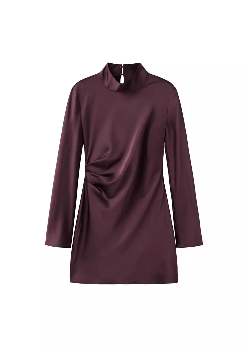 Gaun satin dengan detail kerut