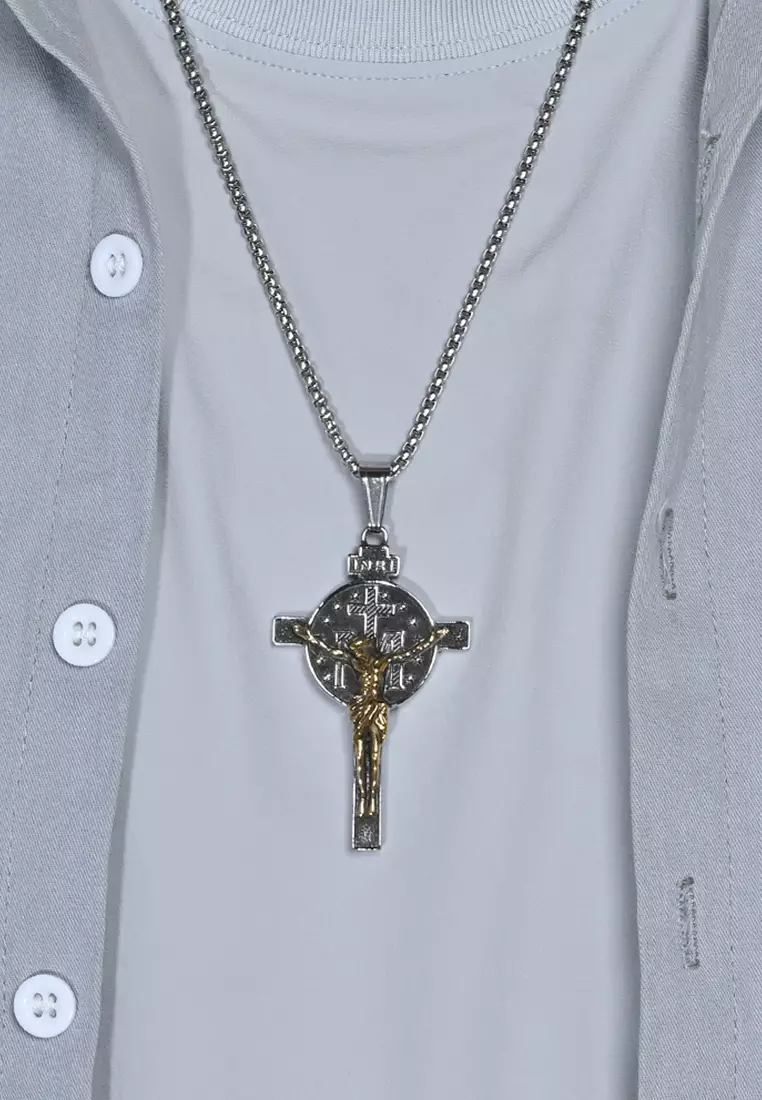 Titanium Steel INRI Cross Pendant Necklace JW QF-DZ641