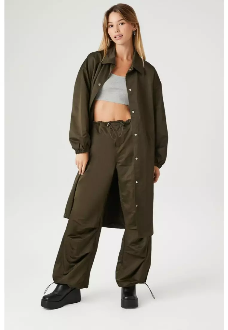 Tory ” Cargo Parachute Pants With Toggle Detail ( Olive Green