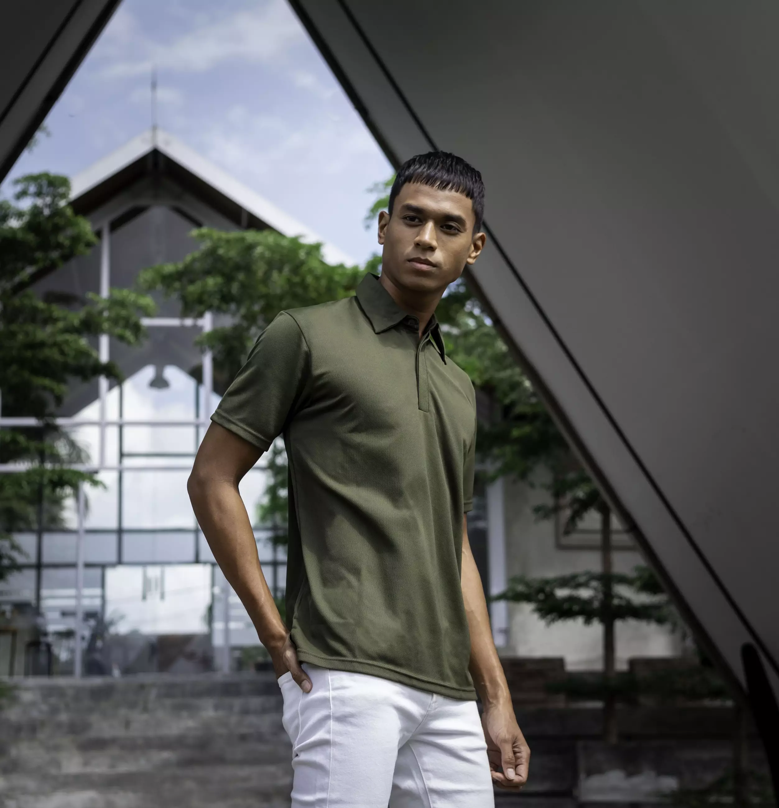 H COTTON NYLON CORD POLO COLLAER KNIT