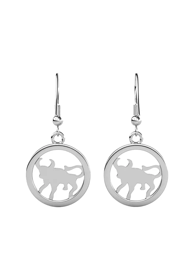 Horoscope Circlet Hook Earring TAURUS WG  - Anting Crystal Swarovski by Her Jewellery