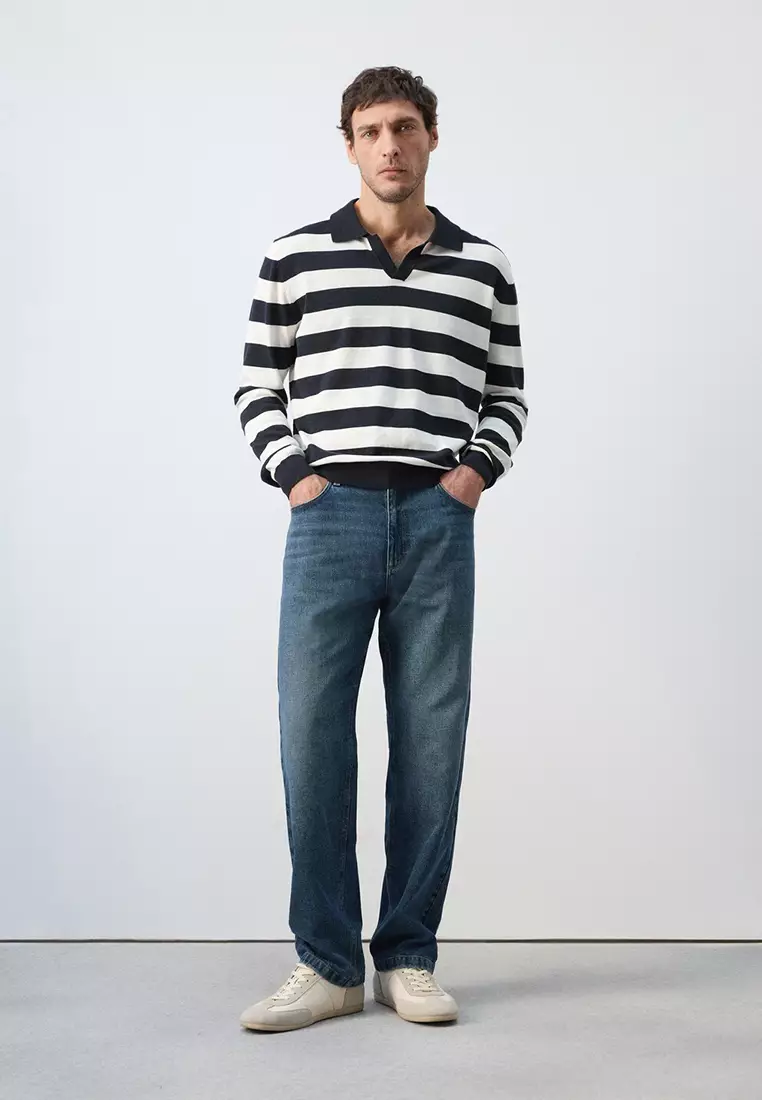 100% Cotton Fine Knit Polo Sweater