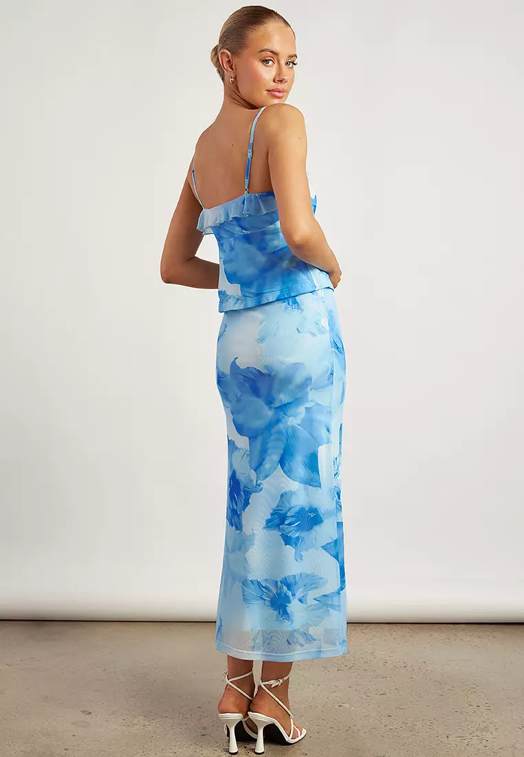 Tropical Floral Print Top & Skirt Set