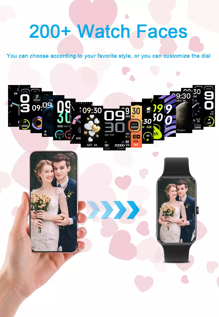 SmartBand C82 SmartWatch Multi-Sport Layar Terang 1.47'' Bluetooth Fitness Tracker Jam Pintar  pink