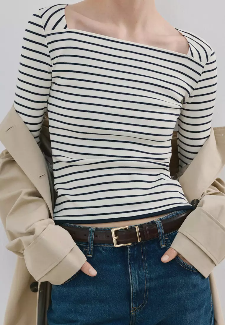 Cotton Boat Neck T-Shirt