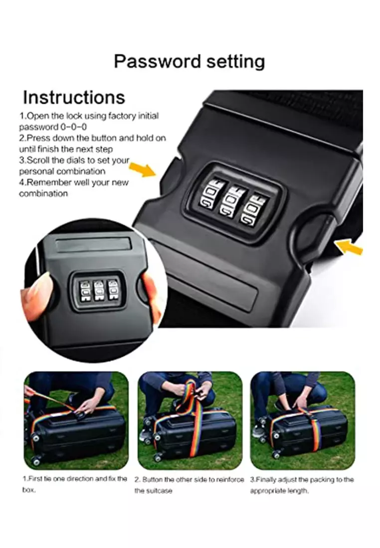 Zilla Travel Cross Luggage Belt – Rainbow