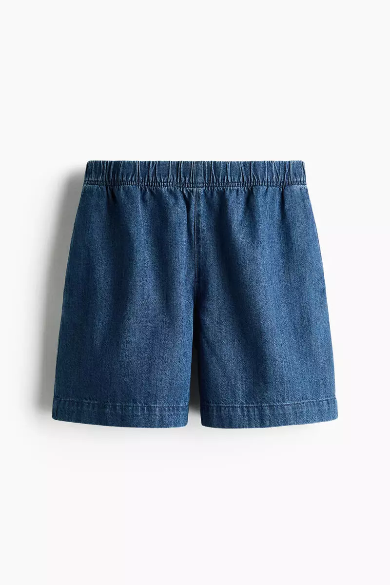 Denim pull-on shorts