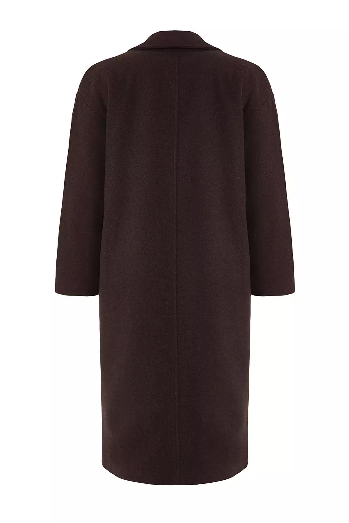 Brown Oversized Wide Cut Long Wool Cashmere Coat TWOAW21KB0038