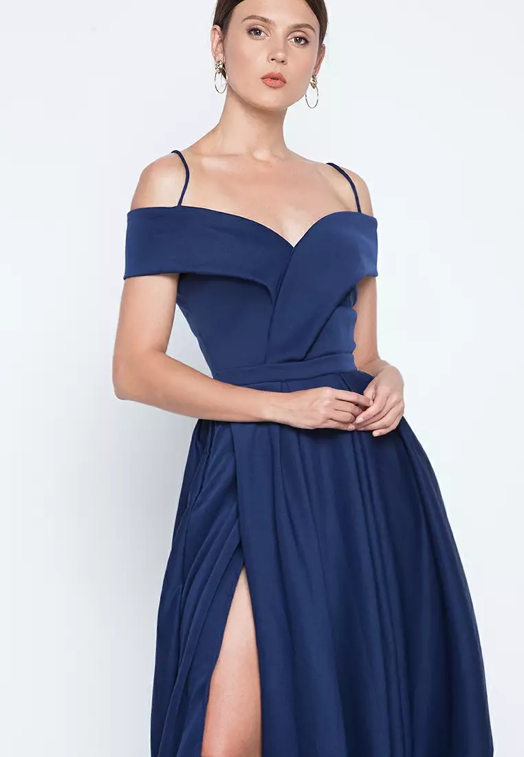 Empress Off-the-Shoulder High-Slit Gown