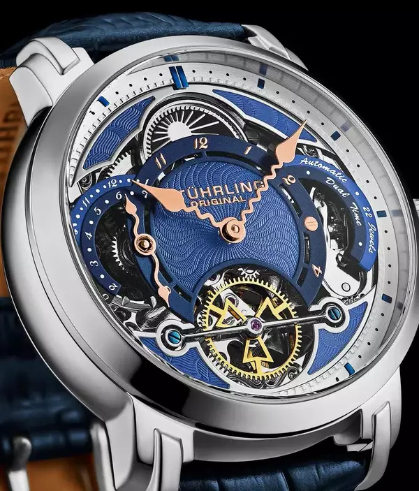 Jam Tangan Pria Automatic Analog Stuhrling Celestial 1017-03 Dual Time Skeleton