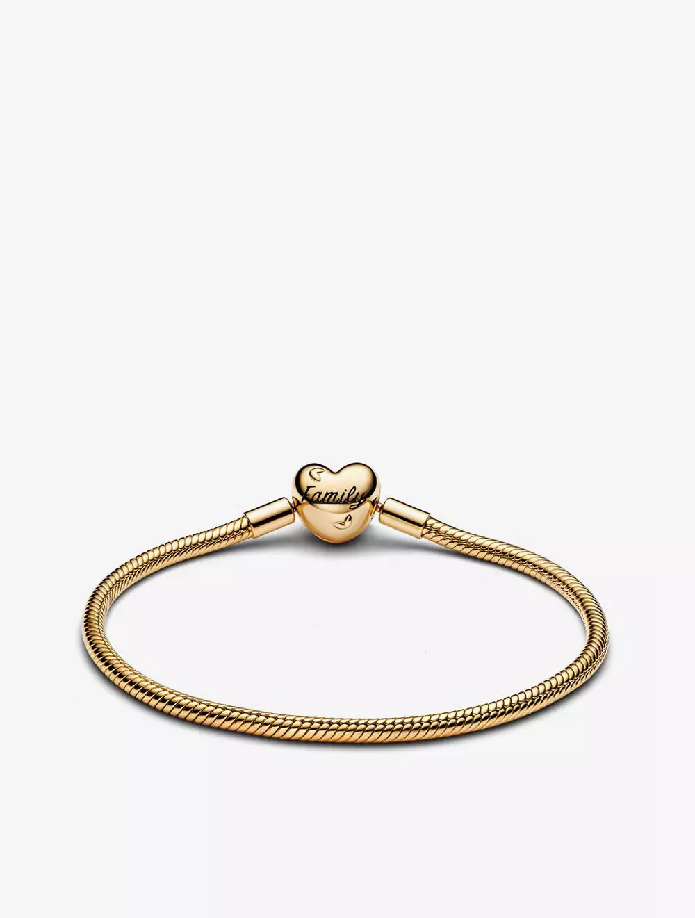 Snake chain 14k gold-plated bracelet and heart clasp with clear cubic zirconia and black enamel