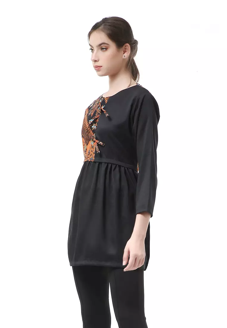 Olaf Atasan Wanita Batik Kerja Elegant Design Material Cotton ORIGINAL - Black