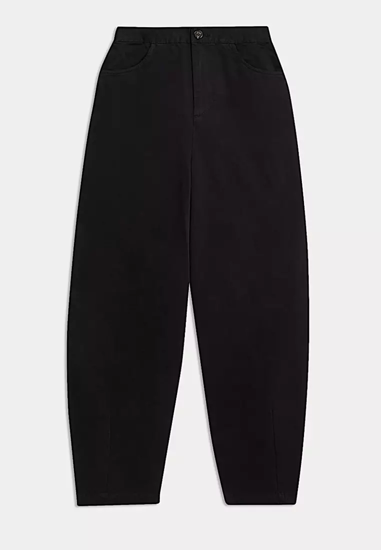 Elasticated Waist Barrel Leg Casual Trousers